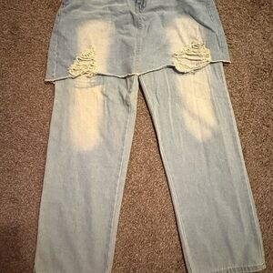 NFINITY Light Blue Distressed Boyfriend Jeans 2pc